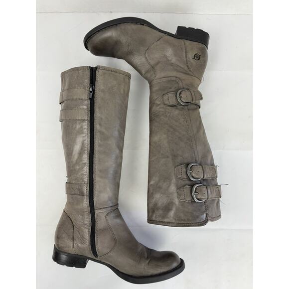 Born Attila Leather Boots Size 6 Grey/Taupe Knee-high Riding Round Toe - Picture 7 of 13